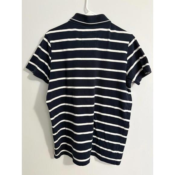 Hollister Y2K Mens Navy Blue White Striped Classic Short Sleeve Polo Shirt XL - Picture 3 of 8